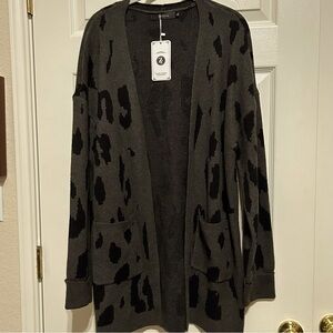 ZESICA Forest Green Leopard Cardigan